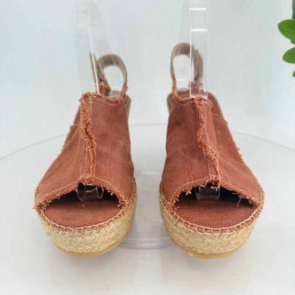 Toni Pons Womens Lugano Espadrille Sandals Platform Wedge Orange Canvas 41 10 US - Picture 4 of 16